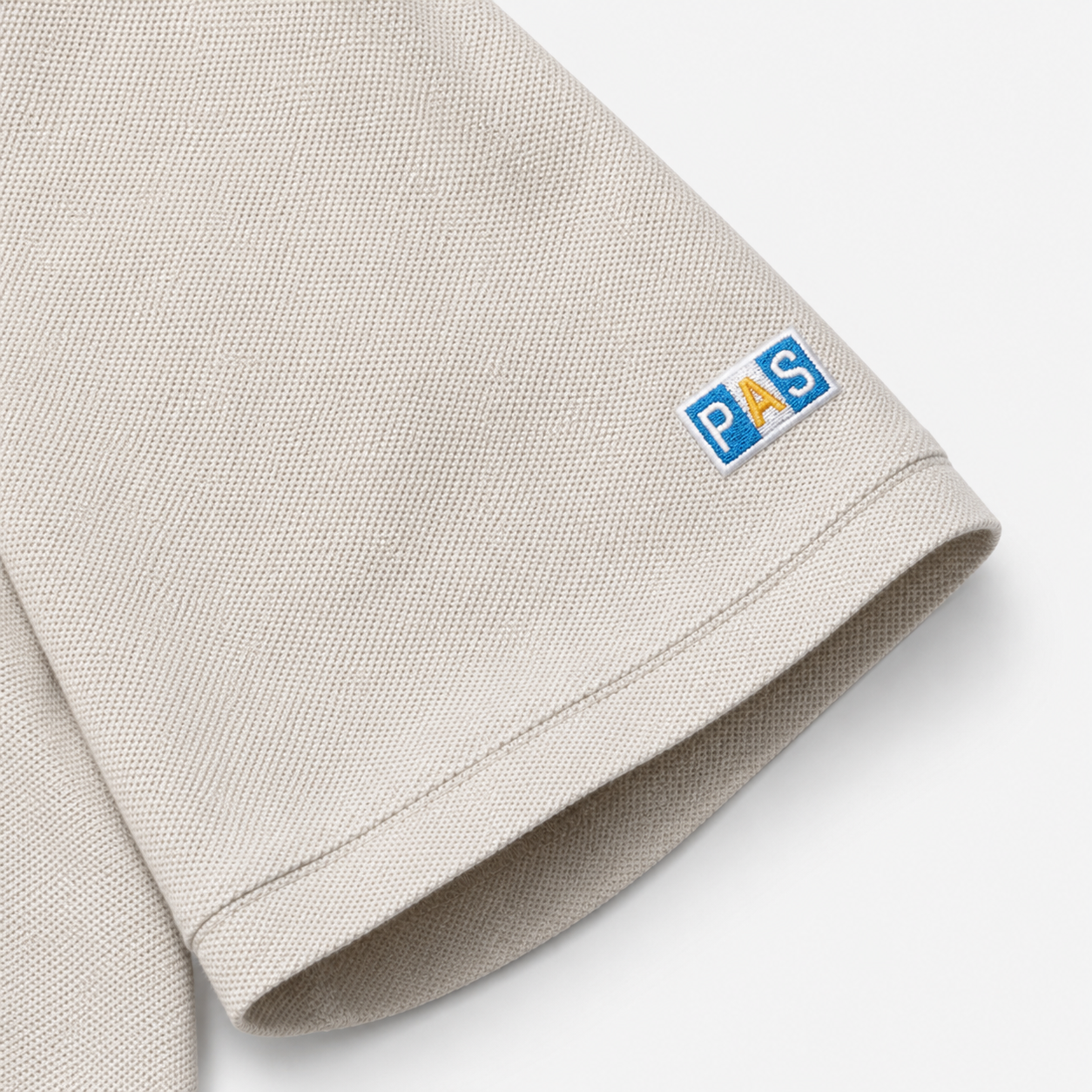 PAS x Argentina Albiceleste cream slim fit polo – embroidered PAS sleeve patch in Argentina colors